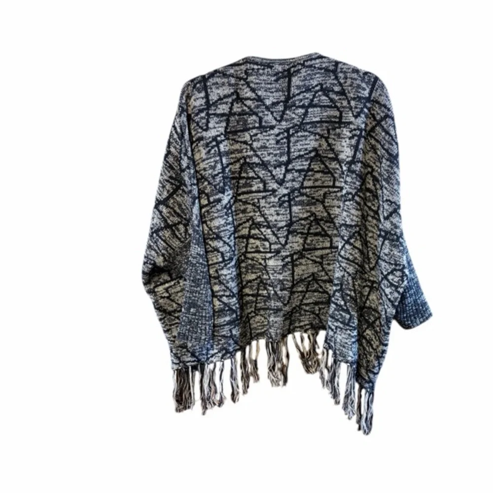 Moon Fringe Draped Collar Cardigan‎ Poncho Sweater